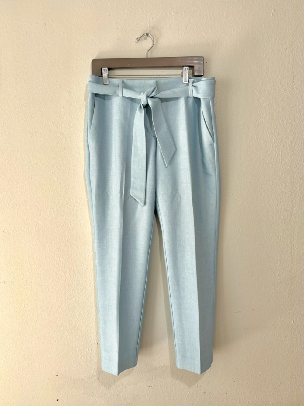 LOFT Pale Blue Tie-Waist Tapered Trousers